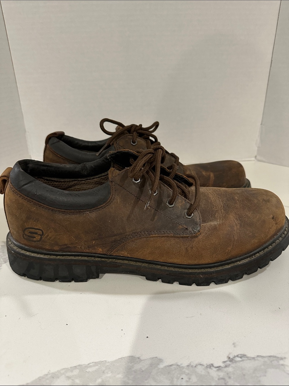 Skechers Men's Brown Leather Thick, Heavy, Work Shoes